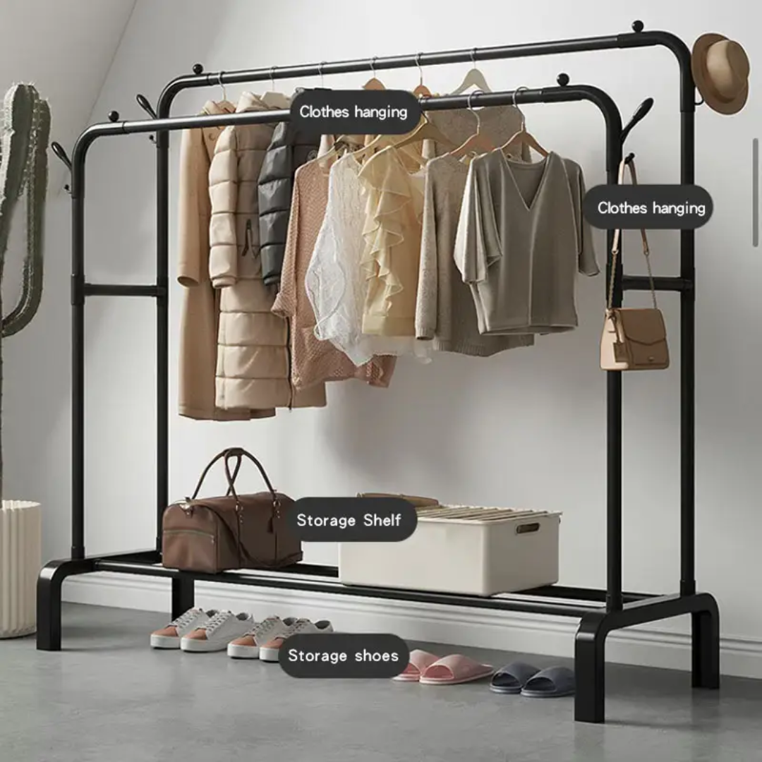 Pendrier sur pied à Double couche pour balcon, porte-vêtements créatif et Simple et mobile, porte-vêtements moderne en métal pour vestiaire